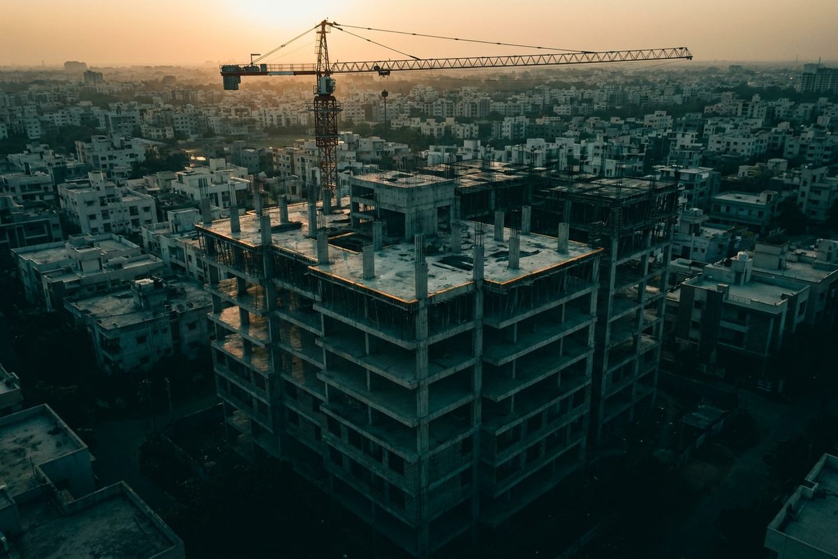 Edificio en construcción sobre un lote de la Ciudad de Buenos Aires.